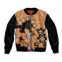 Orange Hawaii Bomber Jacket Tapa Cloth Mix Tropical Flowers Pastel Vibes LT14 Unisex Orange - Polynesian Pride