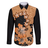 Orange Hawaii Family Matching Tank Maxi Dress and Hawaiian Shirt Tapa Cloth Mix Tropical Flowers Pastel Vibes LT14 Dad's Shirt - Long Sleeve Orange - Polynesian Pride