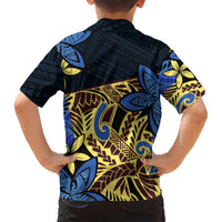 Polynesia Fabric Kid Hawaiian Shirt Polynesian Tribal With Frangipani Flowers LT14 - Polynesian Pride