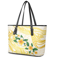 Gold And White Polynesia Plumeria Leather Tote Bag Curves Tropical Vibes