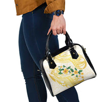 Gold And White Polynesia Plumeria Shoulder Handbag Curves Tropical Vibes