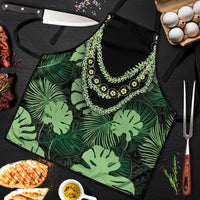 Green Hawaii Kukui Nut Lei Apron Hawaiian Pattern Monstera Tropical Vibes - Polynesian Pride