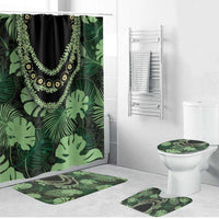 Green Hawaii Kukui Nut Lei Bathroom Set Hawaiian Pattern Monstera Tropical Vibes - Polynesian Pride