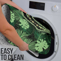 Green Hawaii Kukui Nut Lei Bathroom Set Hawaiian Pattern Monstera Tropical Vibes - Polynesian Pride