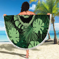 Green Hawaii Kukui Nut Lei Beach Blanket Hawaiian Pattern Monstera Tropical Vibes LT14 - Polynesian Pride