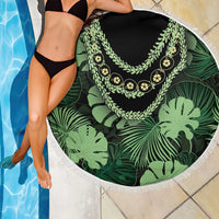 Green Hawaii Kukui Nut Lei Beach Blanket Hawaiian Pattern Monstera Tropical Vibes LT14 - Polynesian Pride