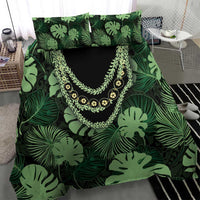 Green Hawaii Kukui Nut Lei Bedding Set Hawaiian Pattern Monstera Tropical Vibes LT14 - Polynesian Pride
