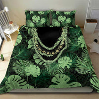 Green Hawaii Kukui Nut Lei Bedding Set Hawaiian Pattern Monstera Tropical Vibes LT14 - Polynesian Pride