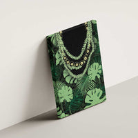 Green Hawaii Kukui Nut Lei Canvas Wall Art Hawaiian Pattern Monstera Tropical Vibes - Polynesian Pride