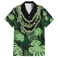 Green Hawaii Kukui Nut Lei Family Matching Long Sleeve Bodycon Dress and Hawaiian Shirt Hawaiian Pattern Monstera Tropical Vibes LT14 Dad's Shirt - Short Sleeve Green - Polynesian Pride