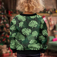 Green Hawaii Kukui Nut Lei Kid Ugly Christmas Sweater Hawaiian Pattern Monstera Tropical Vibes - Polynesian Pride