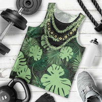 Green Hawaii Kukui Nut Lei Men Tank Top Hawaiian Pattern Monstera Tropical Vibes - Polynesian Pride