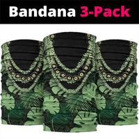 Green Hawaii Kukui Nut Lei Neck Gaiter Hawaiian Pattern Monstera Tropical Vibes - Polynesian Pride