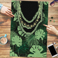 Green Hawaii Kukui Nut Lei Puzzle Hawaiian Pattern Monstera Tropical Vibes - Polynesian Pride