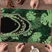Green Hawaii Kukui Nut Lei Puzzle Hawaiian Pattern Monstera Tropical Vibes - Polynesian Pride