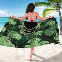 Green Hawaii Kukui Nut Lei Sarong Hawaiian Pattern Monstera Tropical Vibes - Polynesian Pride