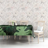 Green Hawaii Kukui Nut Lei Tablecloth Hawaiian Pattern Monstera Tropical Vibes - Polynesian Pride