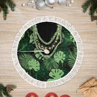 Green Hawaii Kukui Nut Lei Tree Skirt Hawaiian Pattern Monstera Tropical Vibes - Polynesian Pride