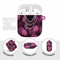 Pink Hawaii Kukui Nut Lei AirPods Case Hawaiian Pattern Monstera Tropical Vibes - Polynesian Pride
