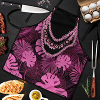 Pink Hawaii Kukui Nut Lei Apron Hawaiian Pattern Monstera Tropical Vibes - Polynesian Pride