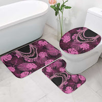 Pink Hawaii Kukui Nut Lei Bathroom Set Hawaiian Pattern Monstera Tropical Vibes - Polynesian Pride