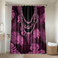 Pink Hawaii Kukui Nut Lei Bathroom Set Hawaiian Pattern Monstera Tropical Vibes - Polynesian Pride