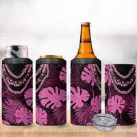 Pink Hawaii Kukui Nut Lei 4 in 1 Can Cooler Tumbler Hawaiian Pattern Monstera Tropical Vibes - Polynesian Pride