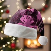 Pink Hawaii Kukui Nut Lei Christmas Santa Hat Hawaiian Pattern Monstera Tropical Vibes - Polynesian Pride
