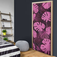 Pink Hawaii Kukui Nut Lei Door Cover Hawaiian Pattern Monstera Tropical Vibes - Polynesian Pride