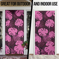 Pink Hawaii Kukui Nut Lei Door Cover Hawaiian Pattern Monstera Tropical Vibes - Polynesian Pride