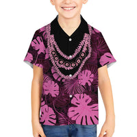 Pink Hawaii Kukui Nut Lei Hawaiian Shirt Hawaiian Pattern Monstera Tropical Vibes - Polynesian Pride