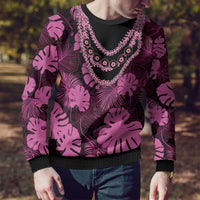 Pink Hawaii Kukui Nut Lei Ugly Christmas Sweater Hawaiian Pattern Monstera Tropical Vibes - Polynesian Pride