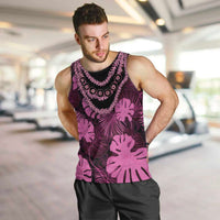 Pink Hawaii Kukui Nut Lei Men Tank Top Hawaiian Pattern Monstera Tropical Vibes - Polynesian Pride