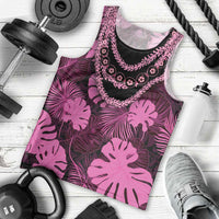 Pink Hawaii Kukui Nut Lei Men Tank Top Hawaiian Pattern Monstera Tropical Vibes - Polynesian Pride
