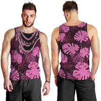 Pink Hawaii Kukui Nut Lei Men Tank Top Hawaiian Pattern Monstera Tropical Vibes - Polynesian Pride