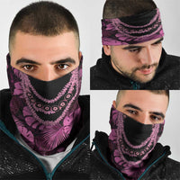 Pink Hawaii Kukui Nut Lei Neck Gaiter Hawaiian Pattern Monstera Tropical Vibes - Polynesian Pride