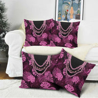 Pink Hawaii Kukui Nut Lei Pillow Cover Hawaiian Pattern Monstera Tropical Vibes - Polynesian Pride