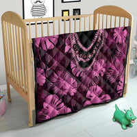 Pink Hawaii Kukui Nut Lei Quilt Hawaiian Pattern Monstera Tropical Vibes - Polynesian Pride
