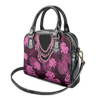 Pink Hawaii Kukui Nut Lei Shoulder Handbag Hawaiian Pattern Monstera Tropical Vibes - Polynesian Pride