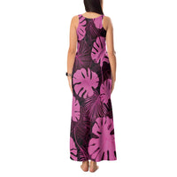 Pink Hawaii Kukui Nut Lei Tank Maxi Dress Hawaiian Pattern Monstera Tropical Vibes - Polynesian Pride