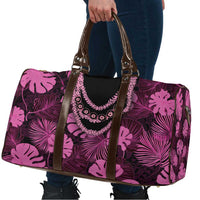 Pink Hawaii Kukui Nut Lei Travel Bag Hawaiian Pattern Monstera Tropical Vibes - Polynesian Pride