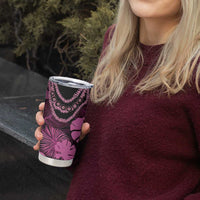 Pink Hawaii Kukui Nut Lei Tumbler Cup Hawaiian Pattern Monstera Tropical Vibes - Polynesian Pride