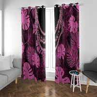 Pink Hawaii Kukui Nut Lei Window Curtain Hawaiian Pattern Monstera Tropical Vibes - Polynesian Pride