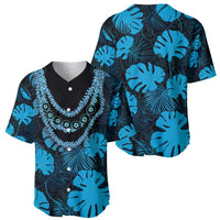 Blue Hawaii Kukui Nut Lei Baseball Jersey Hawaiian Pattern Monstera Tropical Vibes - Polynesian Pride