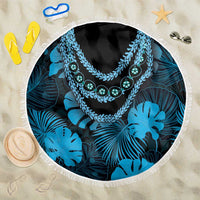 Blue Hawaii Kukui Nut Lei Beach Blanket Hawaiian Pattern Monstera Tropical Vibes - Polynesian Pride