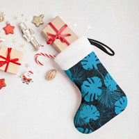 Blue Hawaii Kukui Nut Lei Christmas Stocking Hawaiian Pattern Monstera Tropical Vibes - Polynesian Pride