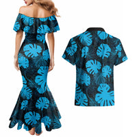 Blue Hawaii Kukui Nut Lei Couples Matching Mermaid Dress and Hawaiian Shirt Hawaiian Pattern Monstera Tropical Vibes - Polynesian Pride