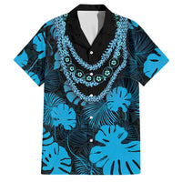 Blue Hawaii Kukui Nut Lei Family Matching Summer Maxi Dress and Hawaiian Shirt Hawaiian Pattern Monstera Tropical Vibes LT14 Dad's Shirt - Short Sleeve Blue - Polynesian Pride