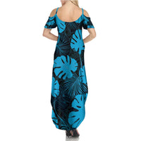 Blue Hawaii Kukui Nut Lei Family Matching Summer Maxi Dress and Hawaiian Shirt Hawaiian Pattern Monstera Tropical Vibes LT14 - Polynesian Pride