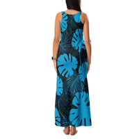 Blue Hawaii Kukui Nut Lei Family Matching Tank Maxi Dress and Hawaiian Shirt Hawaiian Pattern Monstera Tropical Vibes - Polynesian Pride